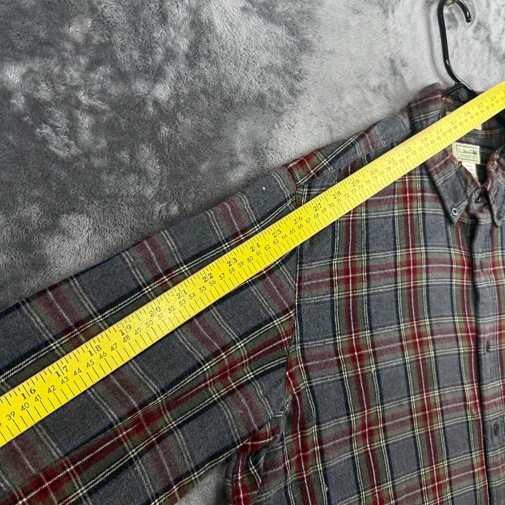 L.L. Bean Flannel Shirt Mens XL Grey Plaid Traditional Fit Long Sleeve Cotton - Picture 7 of 8